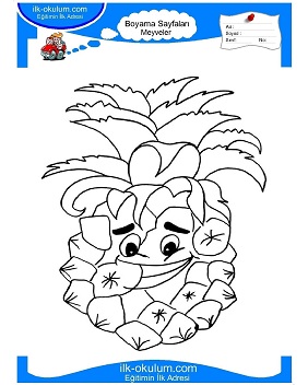 Çocuklar İçin Ananas Boyama Sayfaları 